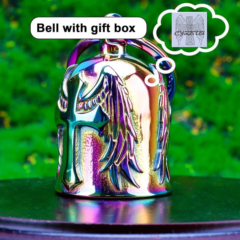 CYZBTBl Motorcycle for Bells - Motorcycle Angel Bell for Men Women,Bell Biker Accessory,Guard Riding Safety (Cross Black) - Image 5